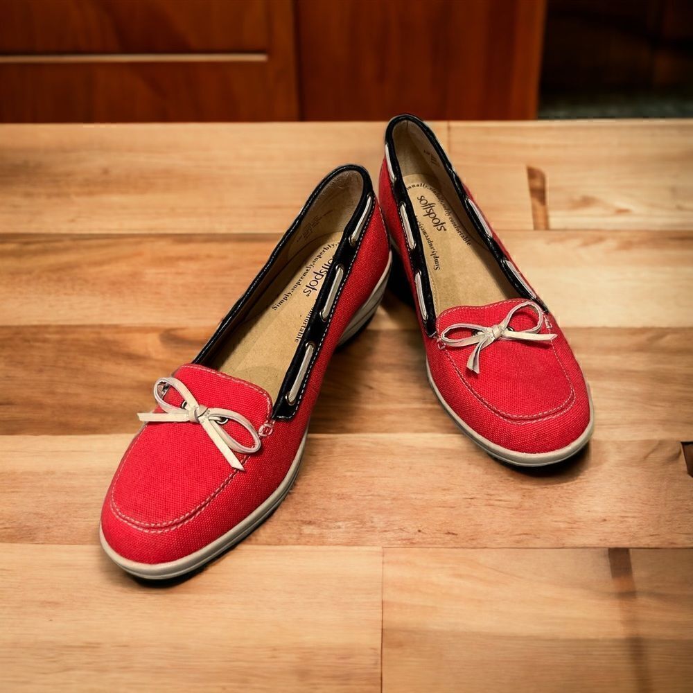 Soft spots red canvas loafers size 8.5